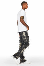 Laban Black Bleach Stacked Flare Jean