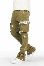 Radko Olive Stacked Flare Cargo Pants