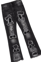 Boys Alaric Grey/White T-Shirt/Stacked Flare Jean Set