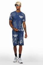 Rafix Navy Graphic T-Shirt Short Set