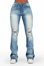 Jazminn Light Wash Stacked Flare Jean