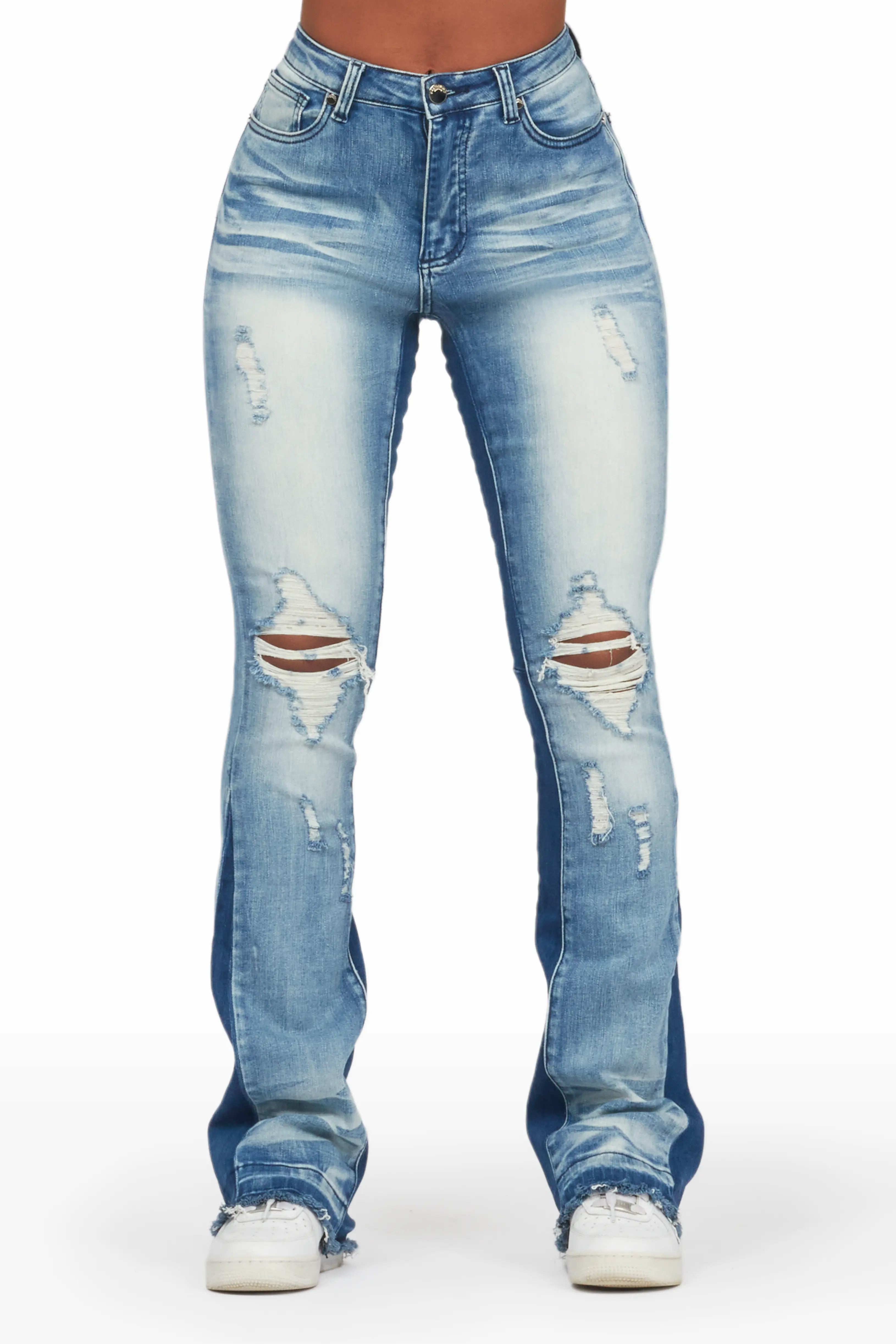 Jazminn Light Wash Stacked Flare Jean