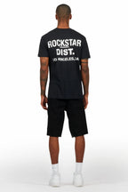 Carlin Black T-Shirt/Denim Short Set