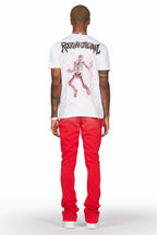 Deathrow White/Red T-Shirt/Stacked Flare Pant Set