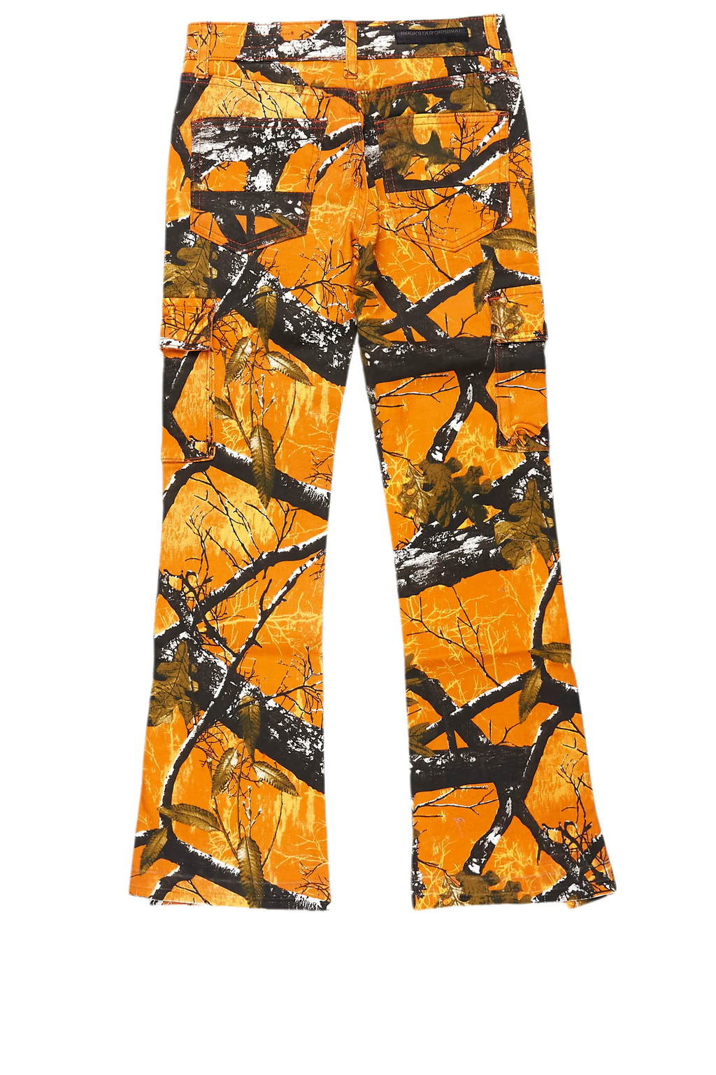 Girls Waapa Orange Tree Camo Stacked Flare Cargo Jean