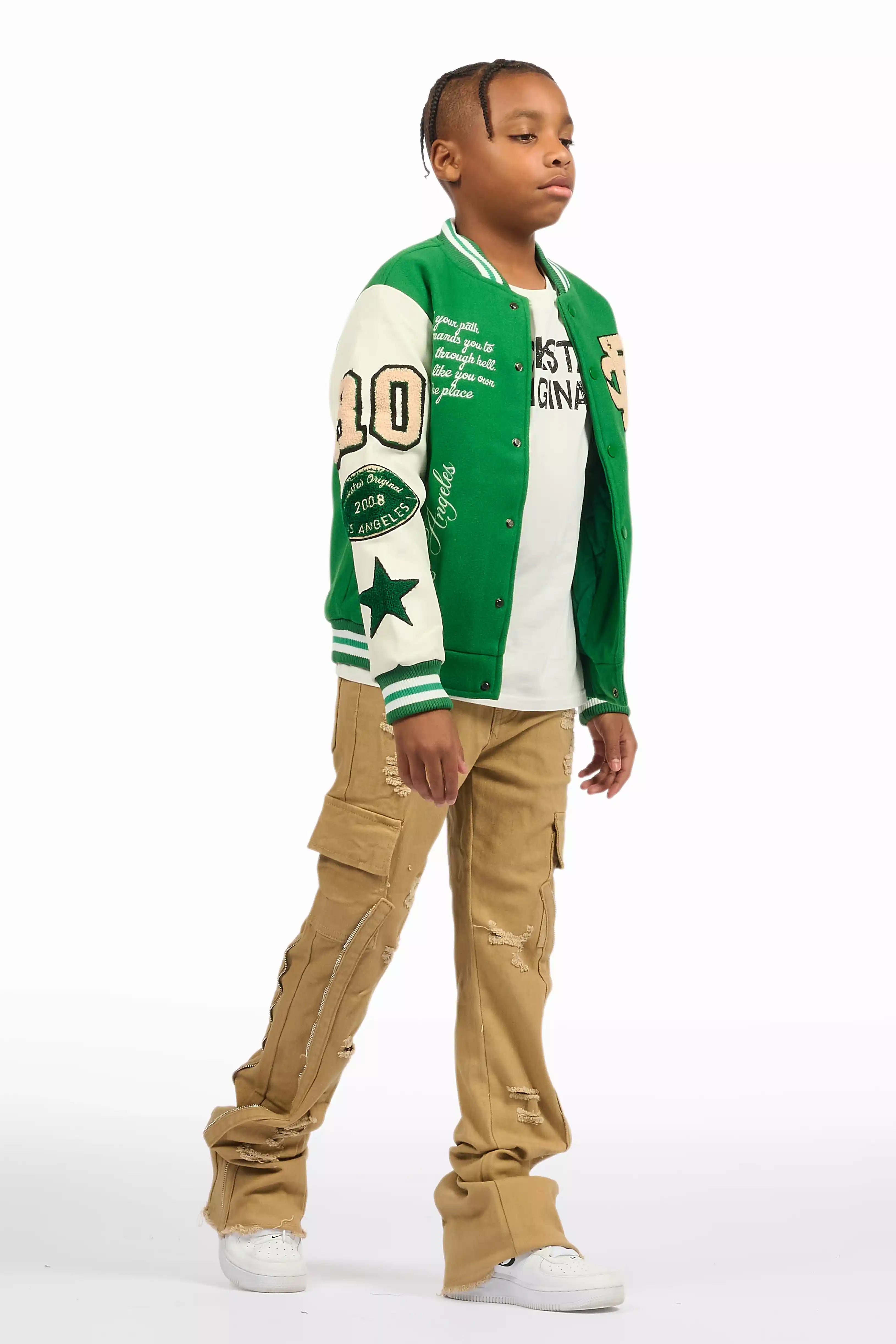 Boys Balser Green Varsity Jacket