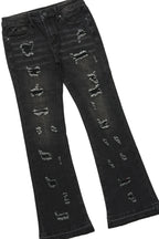 Boys Ezra Red/Black Hoodie/Stacked Flare Jean