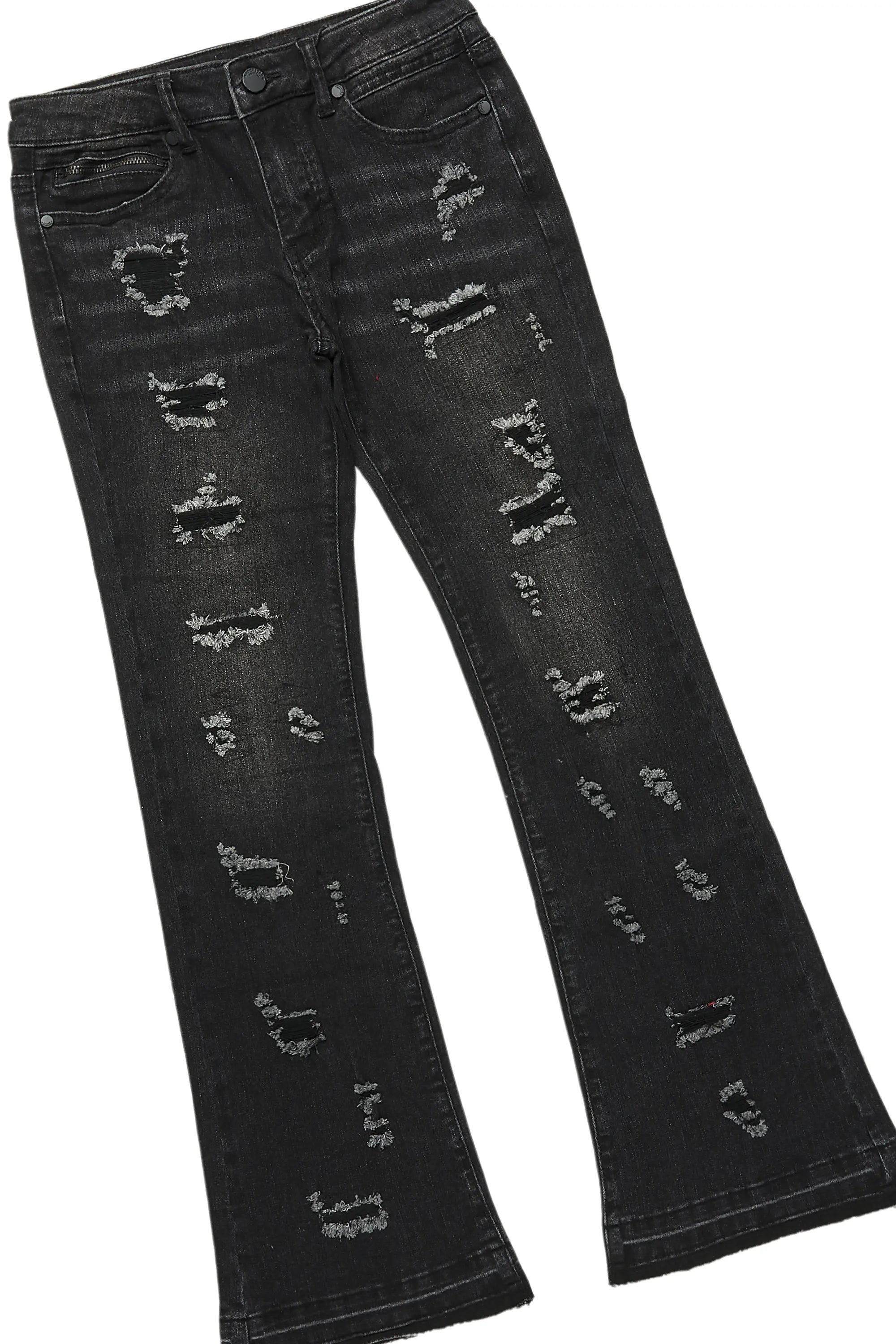 Boys Ezra Red/Black Hoodie/Stacked Flare Jean