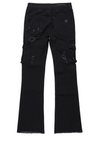Boys Adalee Black Slim Stacked Flare Cargo Jean