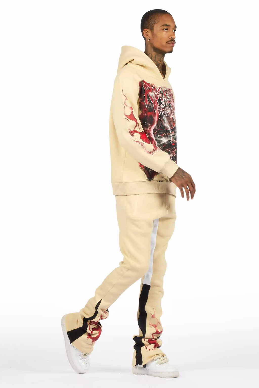 Torrez Beige/Red Hoodie/Stacked Track Set