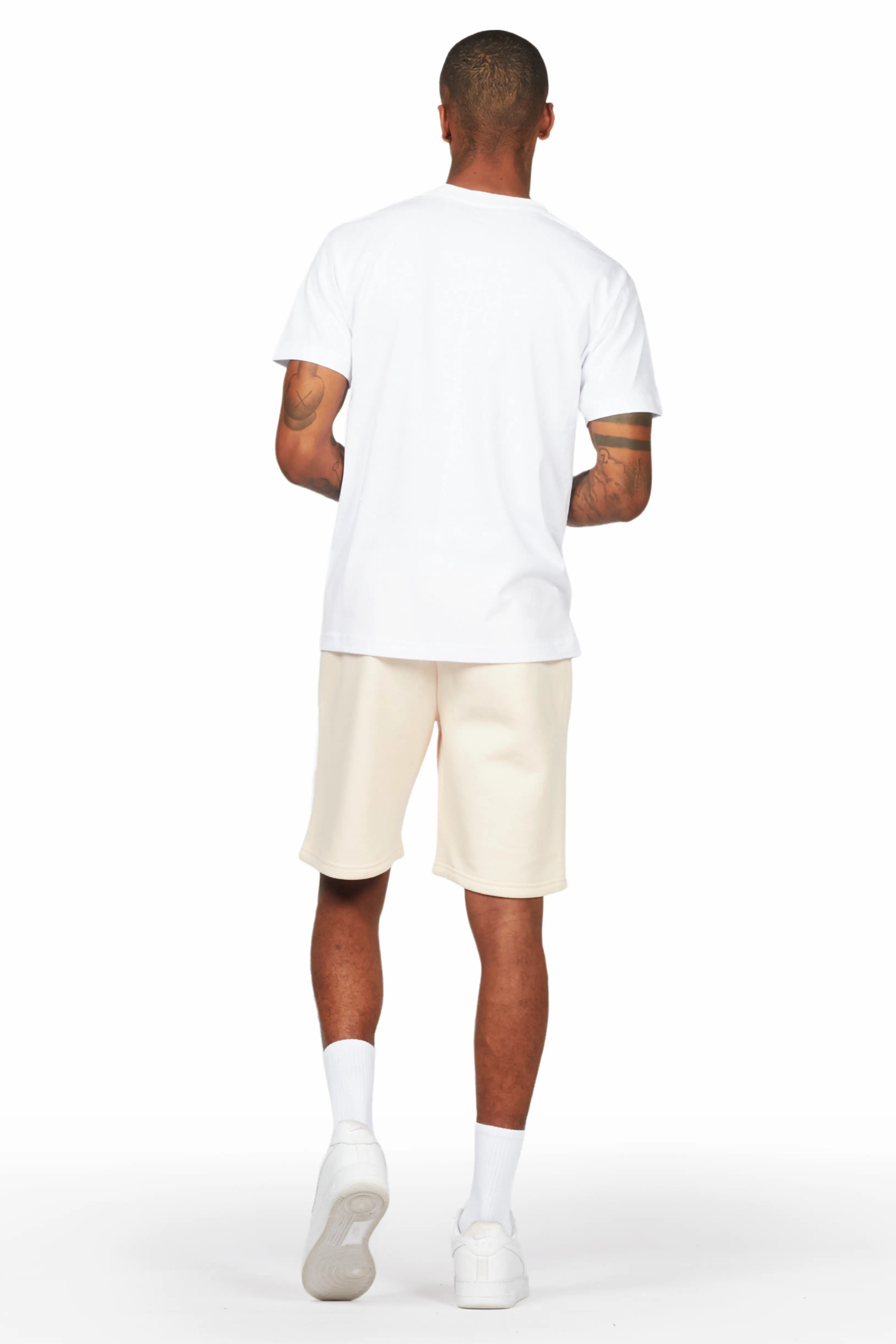 Jain White/Beige T-Shirt/Short Set