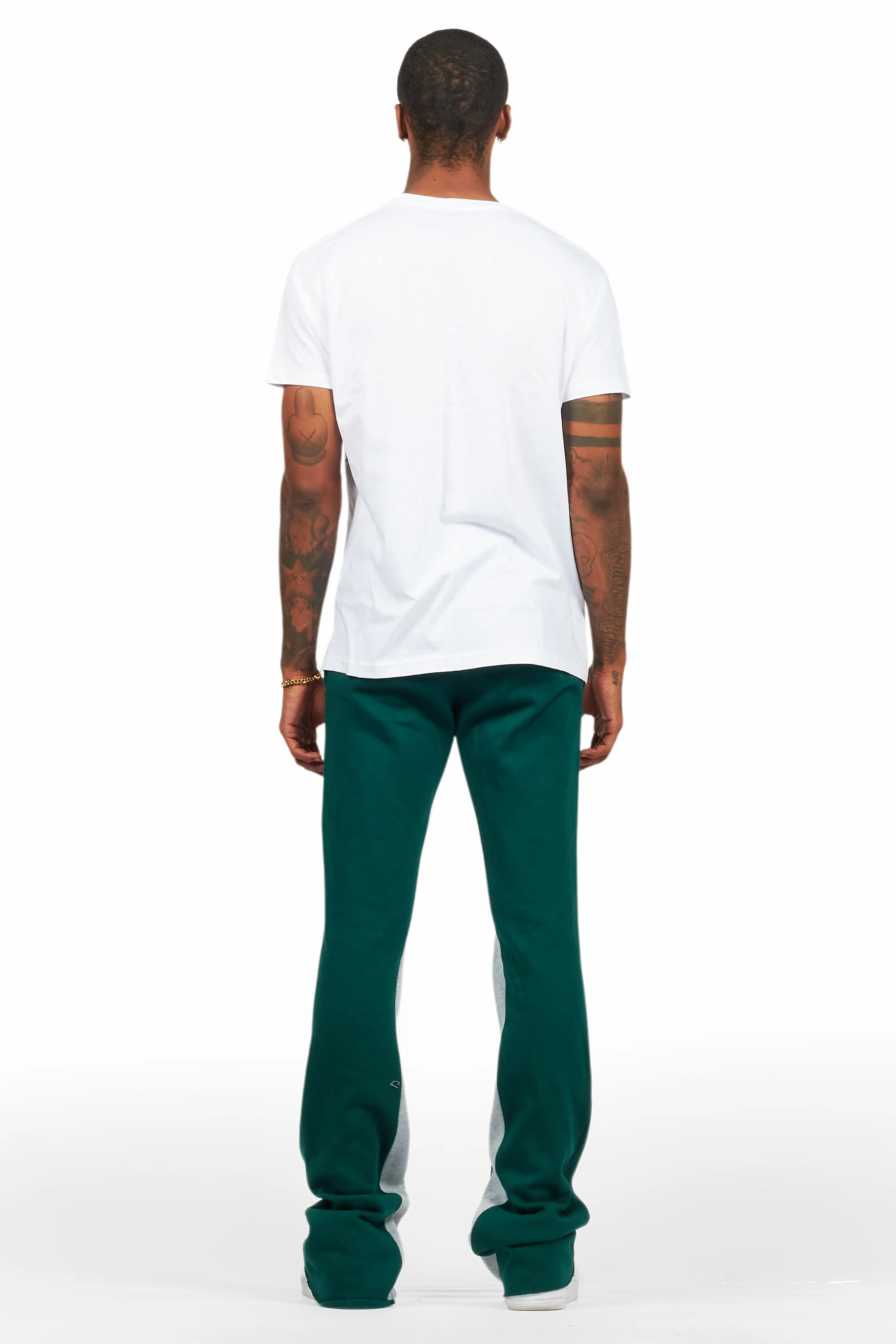Kastell White/Green T-Shirt/Stacked Baggy Track Pant Set