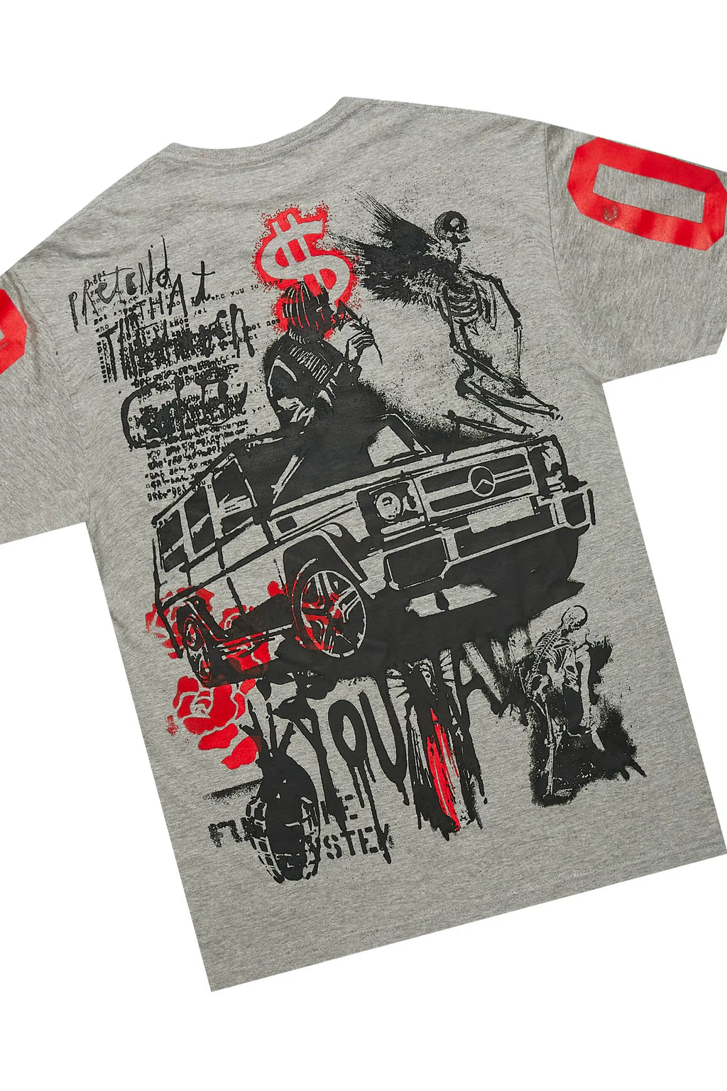 Grill Heather Grey/Red T-Shirt/Denim Short Set