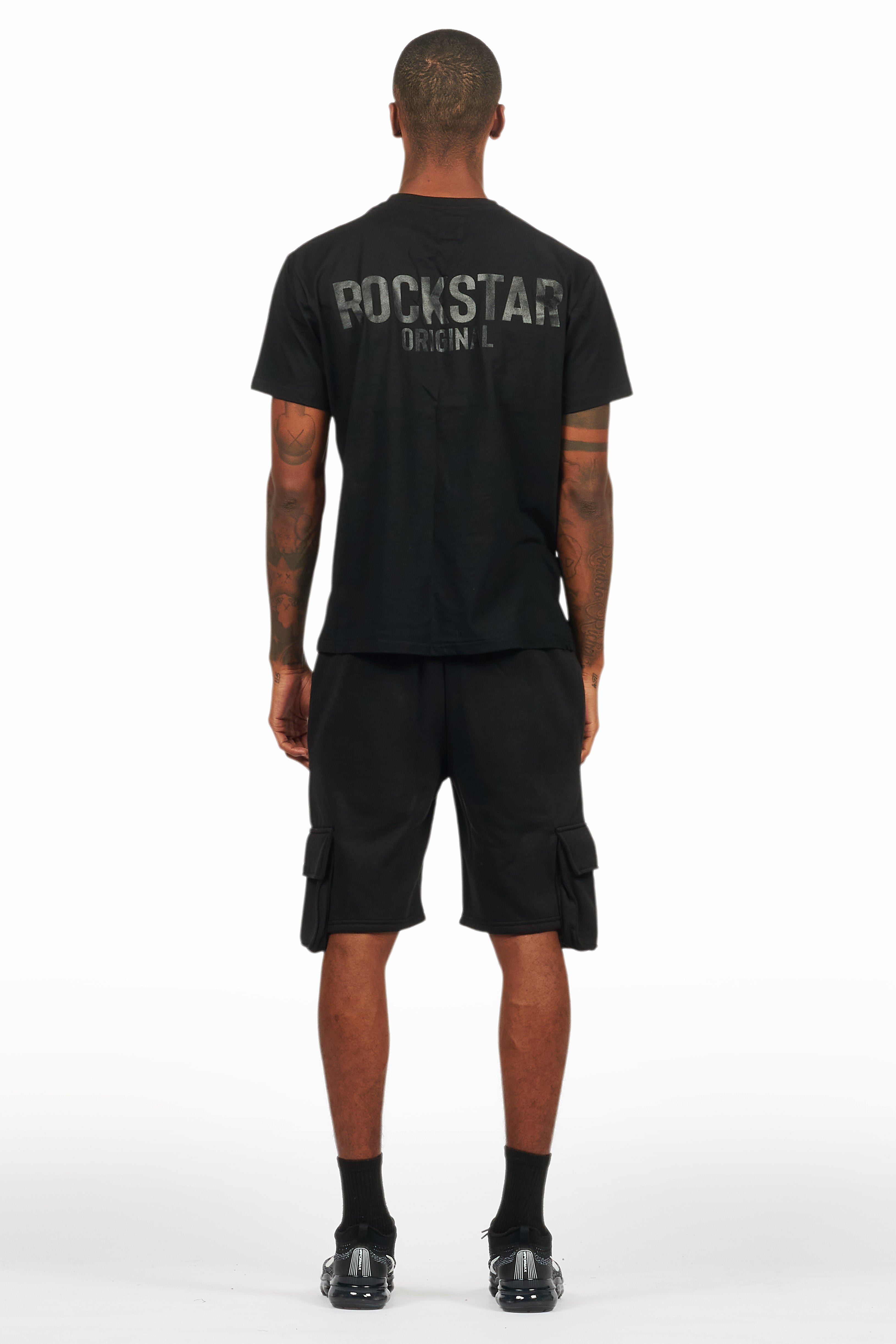 Sana Black/Black T-Shirt Cargo Shorts Set