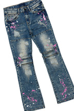 Girls Yanka White T-Shirt/Stacked Flare Jean Set