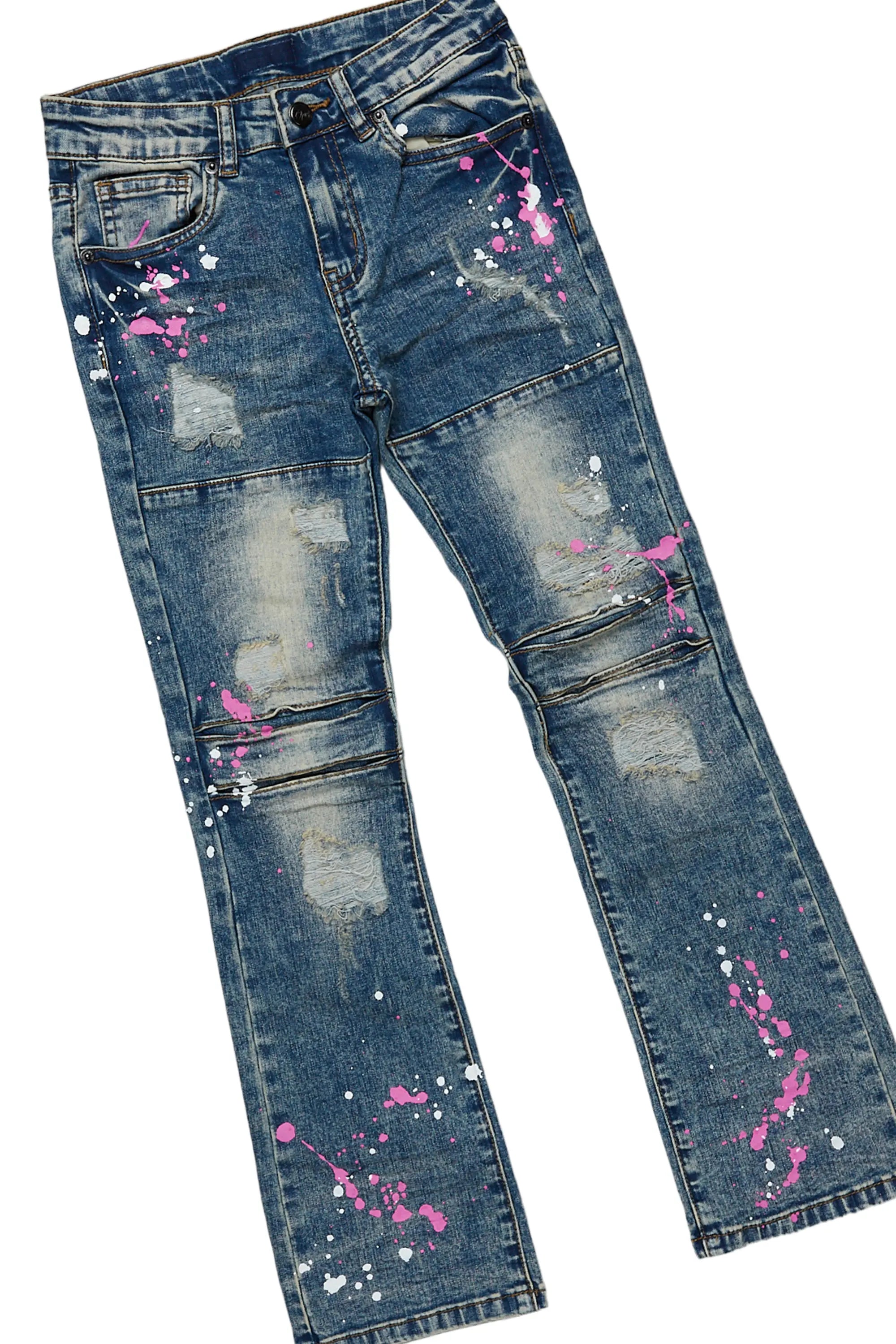 Girls Yanka White T-Shirt/Stacked Flare Jean Set