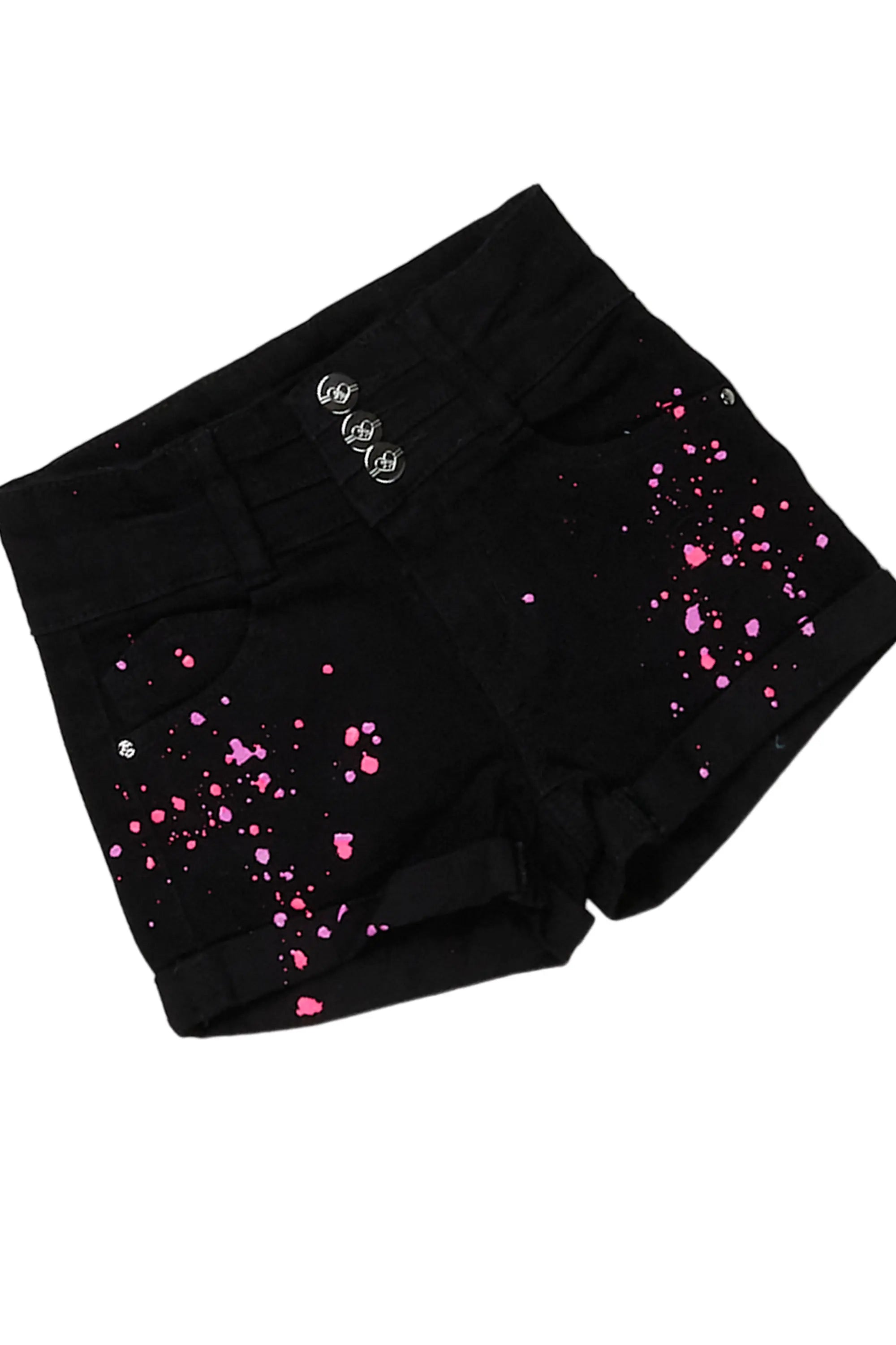 Girls Mura Black T-Shirt/Denim Short Set