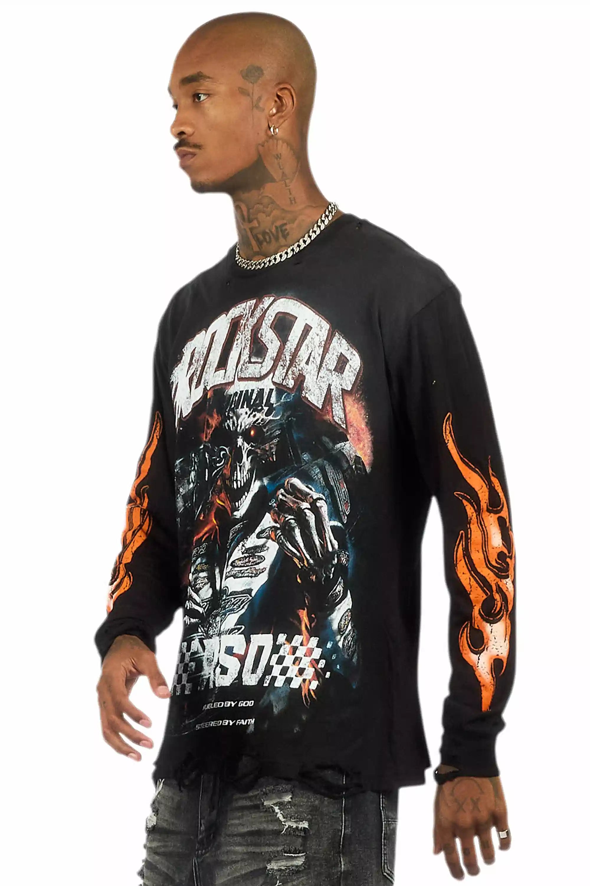 Blaek Black/Yellow Long Sleeve Graphic T-Shirt