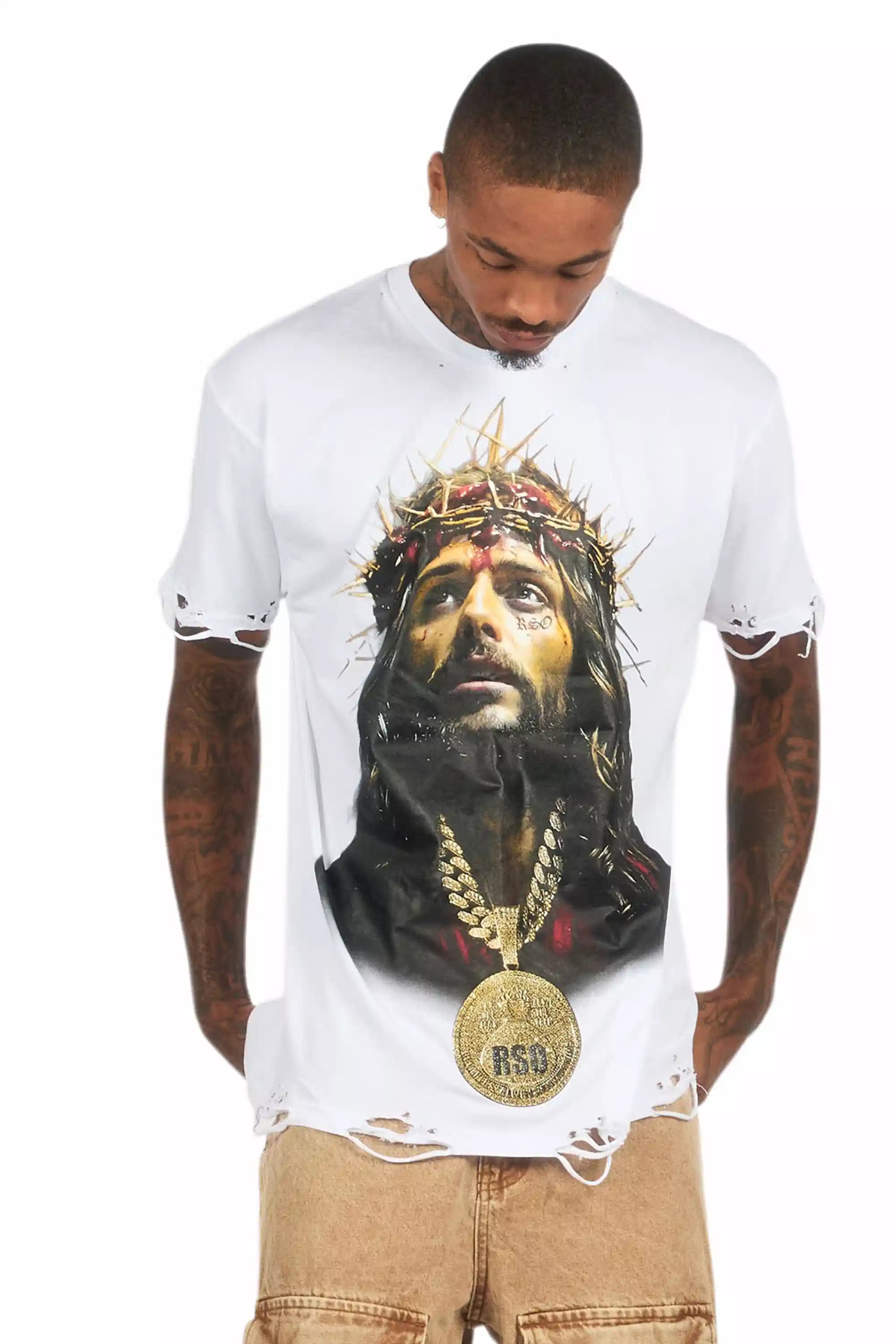 Amina White Oversized Graphic T-Shirt