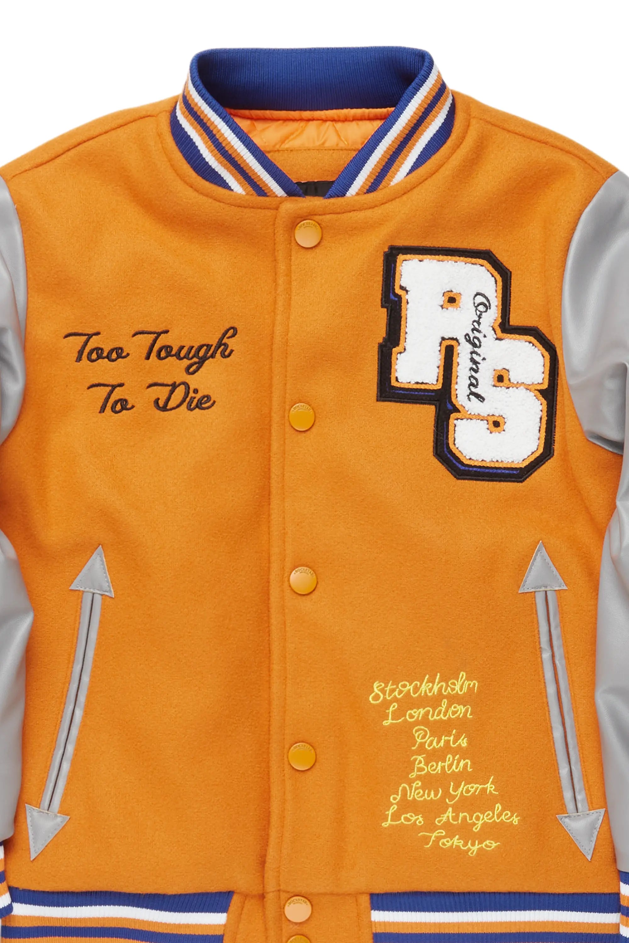 Boys Shexter Orange Varsity Jacket