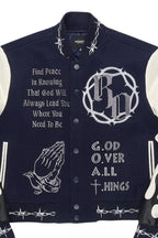 Yalanda Navy Oversized Varsity Jacket