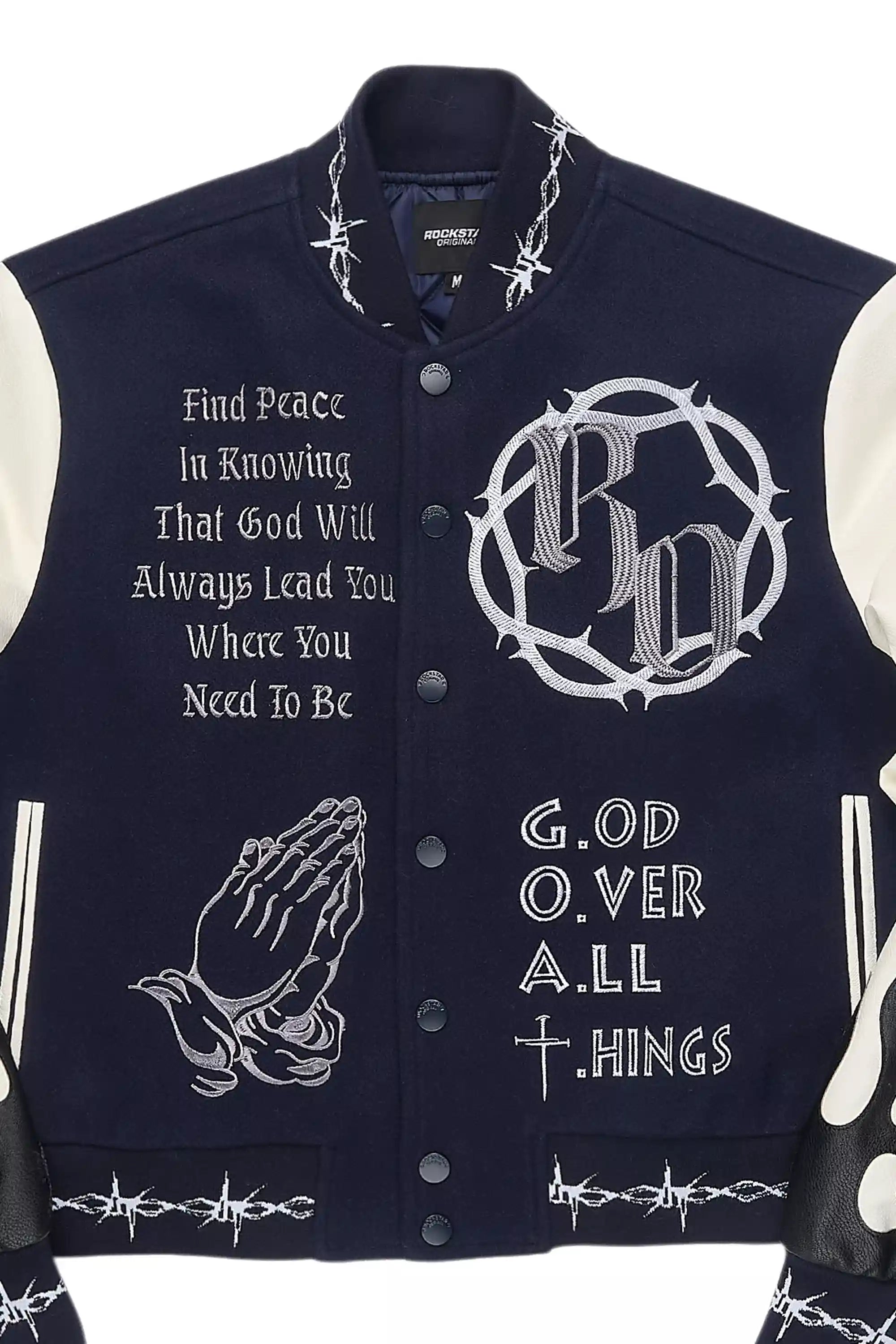 Yalanda Navy Oversized Varsity Jacket