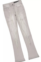 Fields Black Oversized Graphic T-Shirt/Painted Stacked Flare Jean