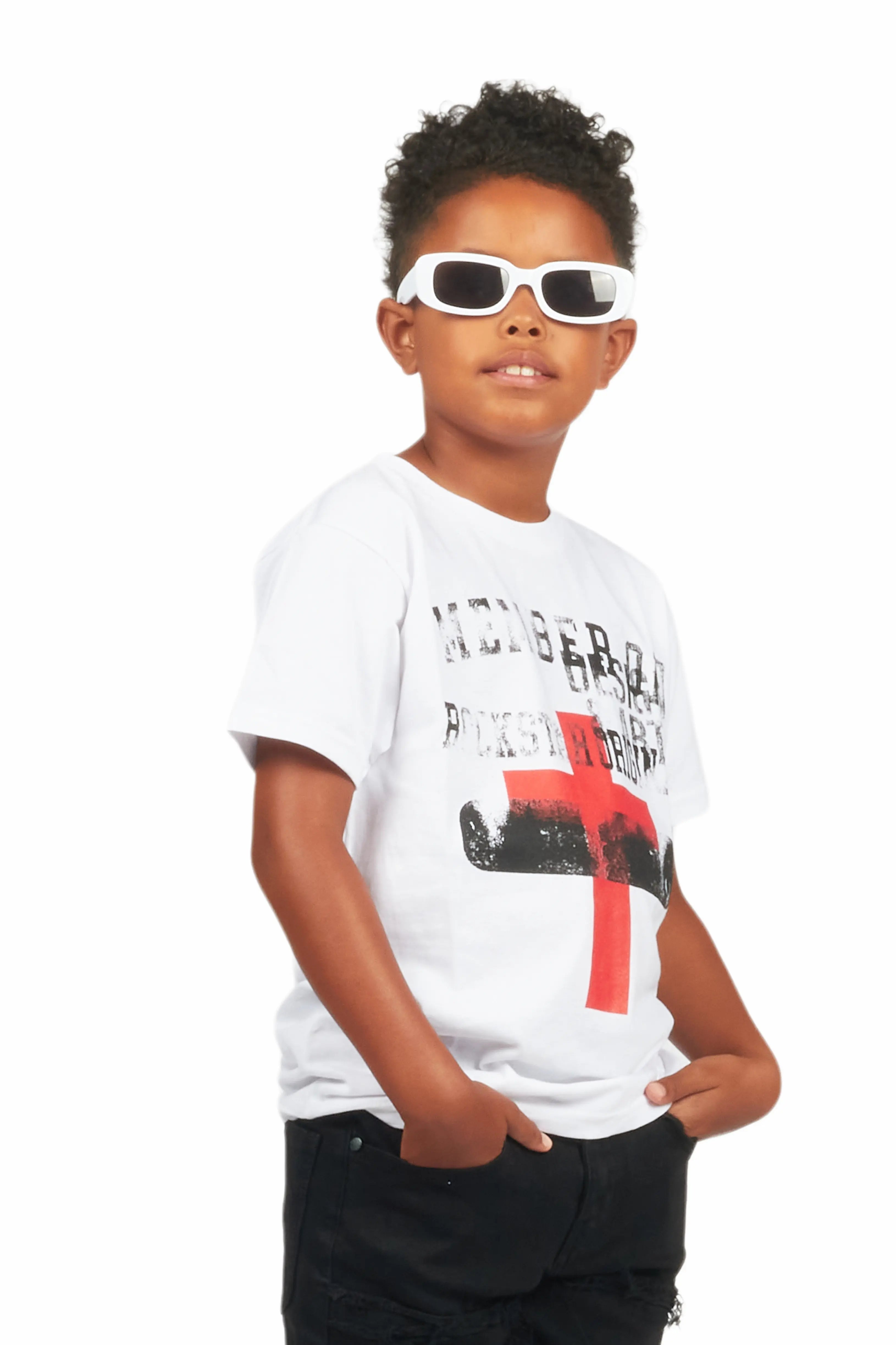 Boys Alaric White/Red Graphic T-Shirt