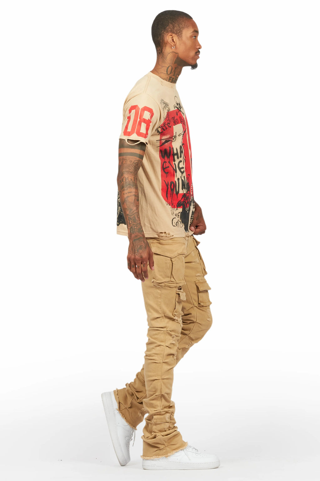 Grill Beige T-Shirt/Stacked Flare Jean Bundle