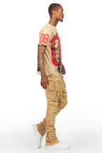 Grill Beige T-Shirt/Stacked Flare Jean Bundle