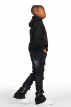 Boys Petrus Black Stacked Flare Jean