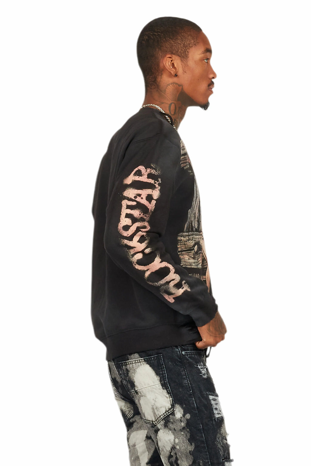 Panos Black Graphic Crewneck
