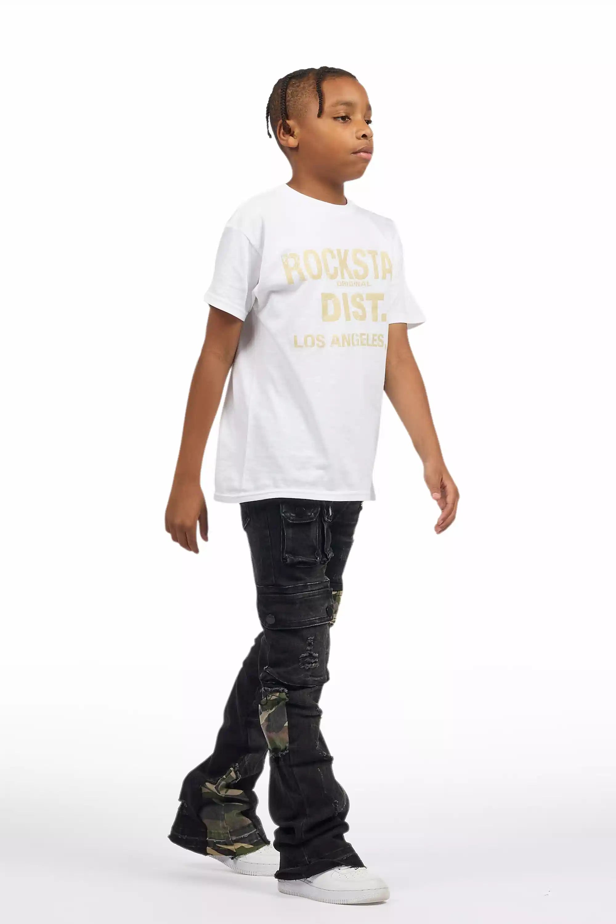 Boys Zeta Black Stacked Flare Jean
