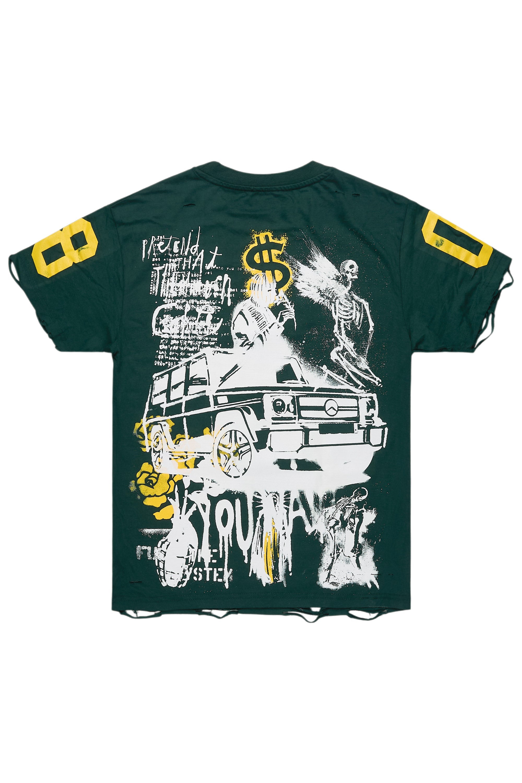 Grill Dark Green/Yellow Graphic Oversized T-Shirt