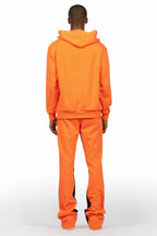 Mallor Orange Baggy Stacked Hoodie Track Set