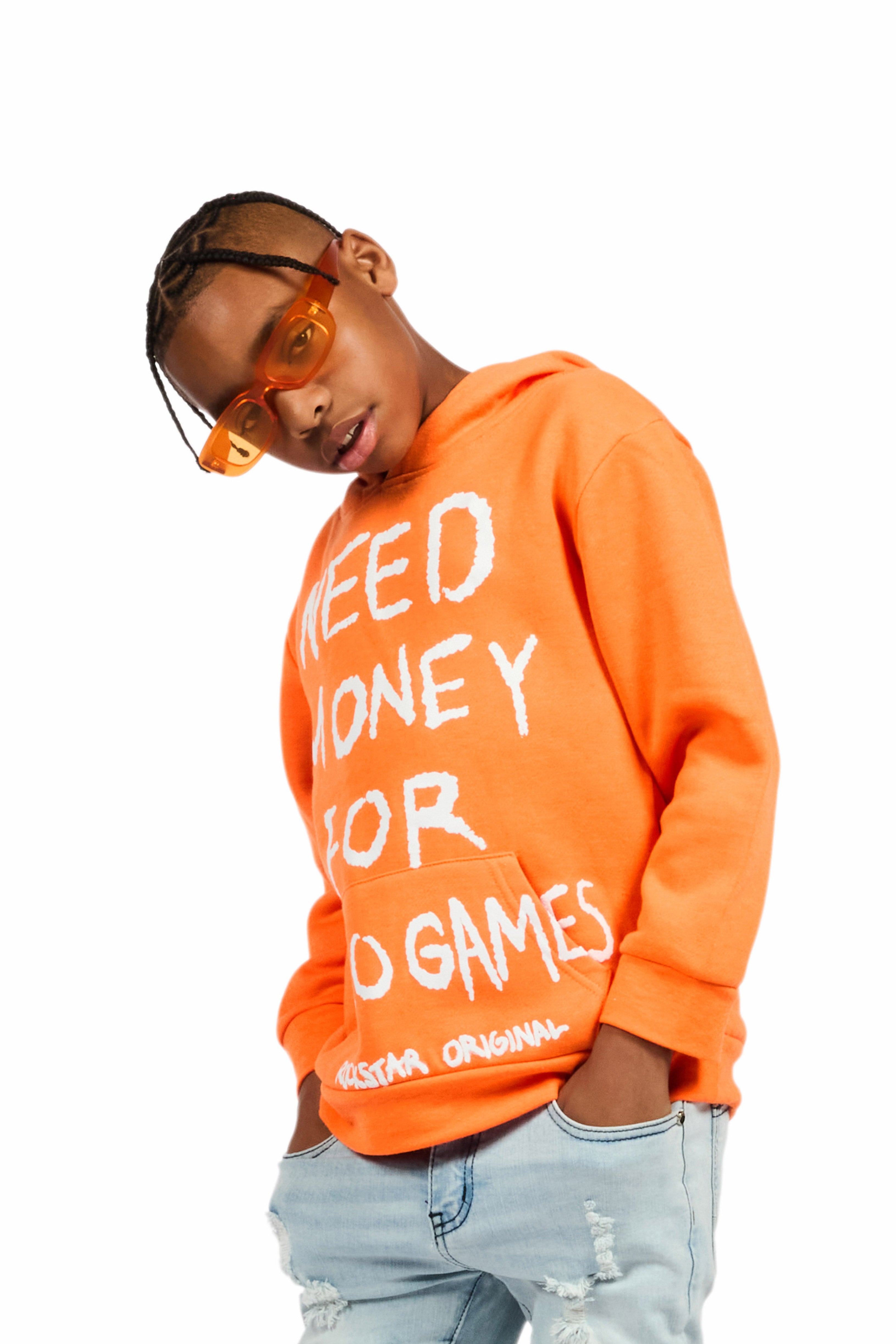 Boys M4 Video Games Orange/White Graphic Hoodie