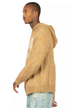 Andros Reflected Beige Graphic Knitted Mohair Hoodie