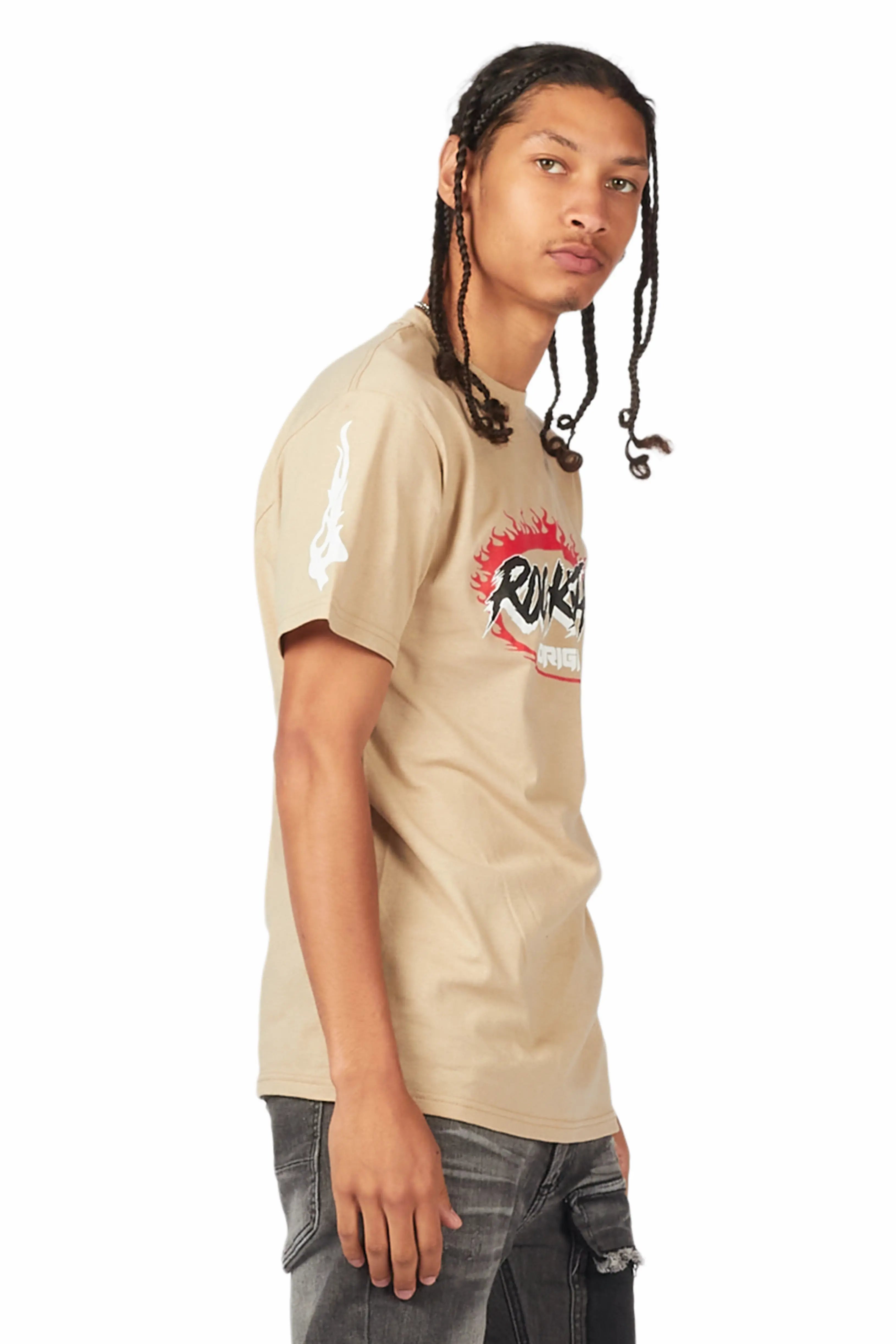 Draven Beige Graphic T-Shirt