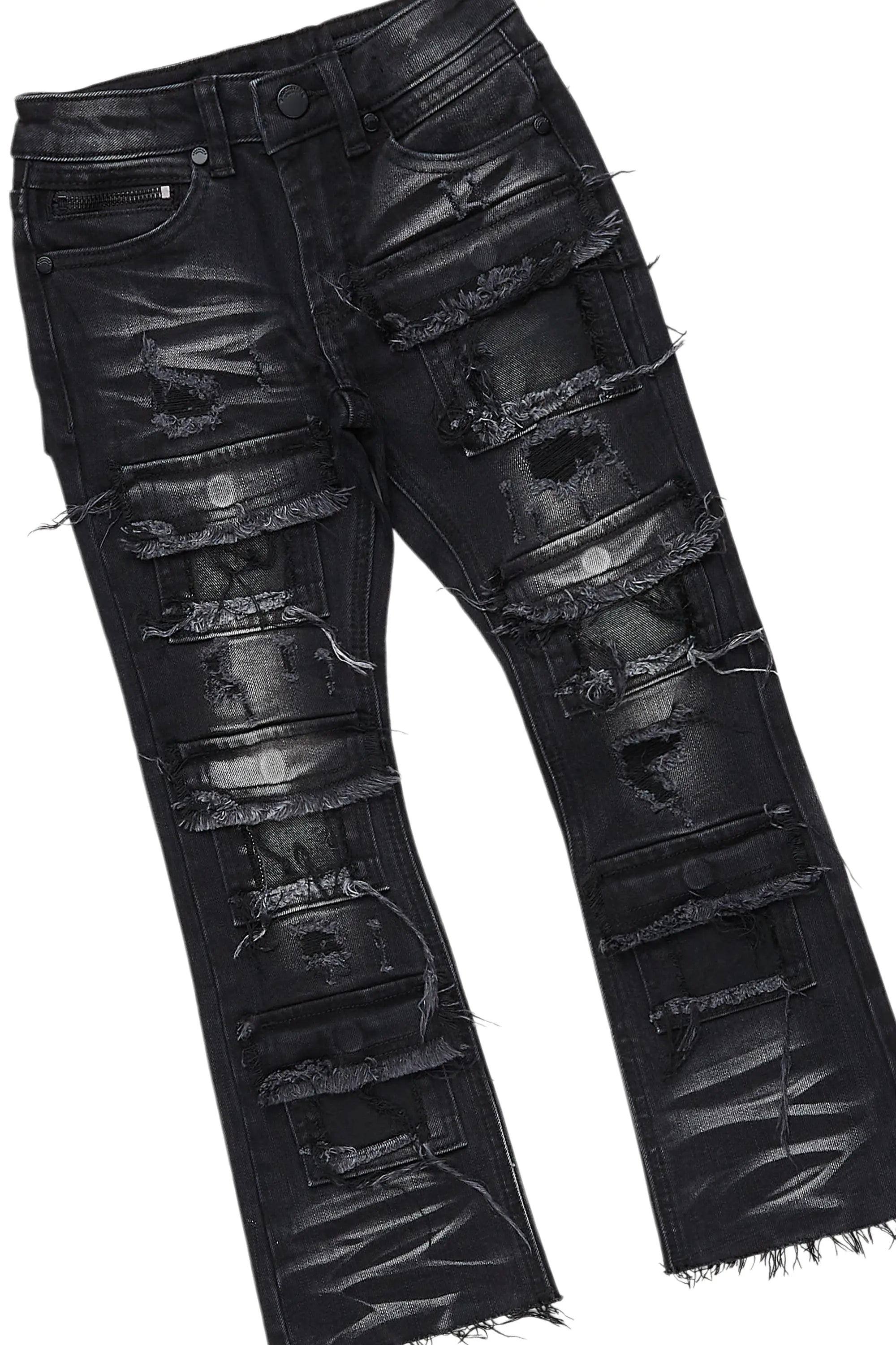 Boys Member Red/Black Hoodie/Stacked Flare Jean Set