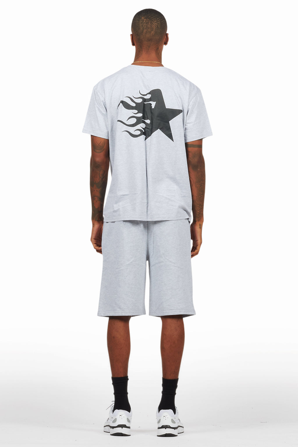 Plutix Heather Grey Graphic T-Shirt Short Set