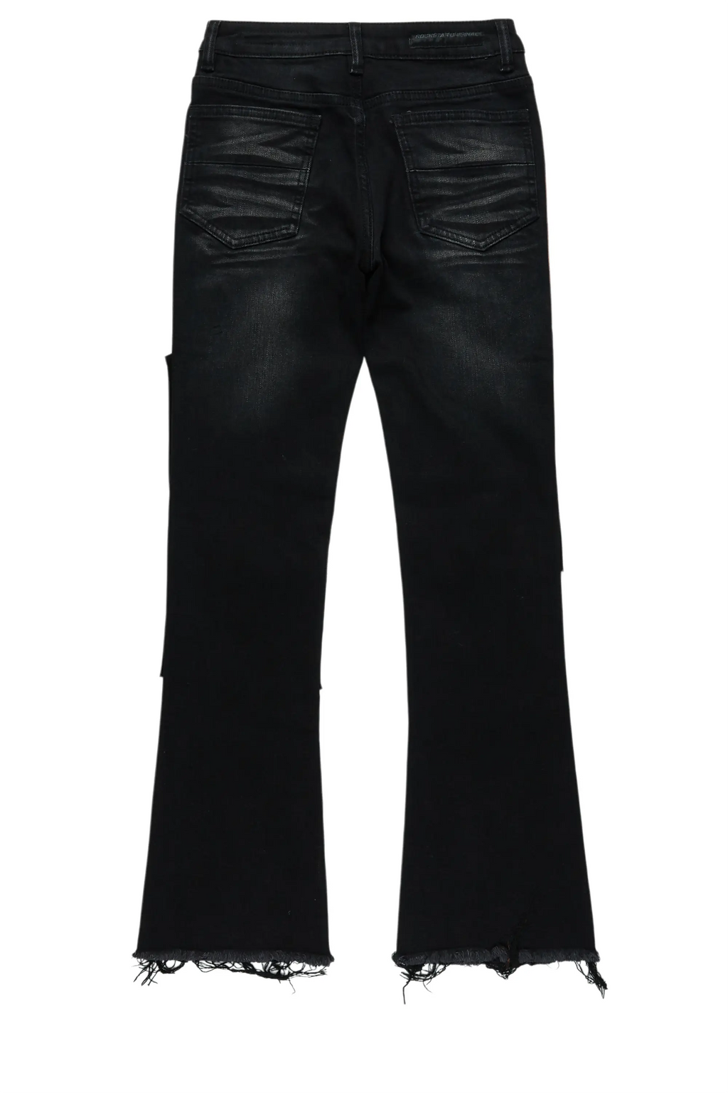 Boys Valko Black/Orange Roller Paint Stacked Flare Jean