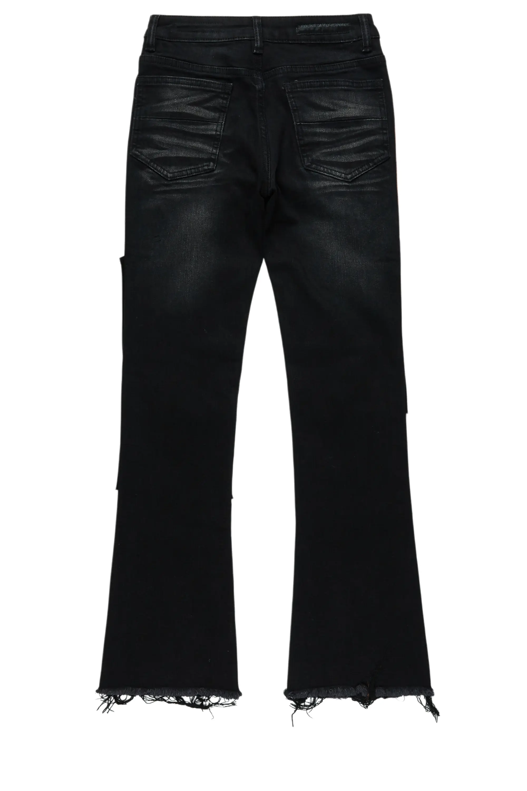 Boys Valko Black/Orange Roller Paint Stacked Flare Jean