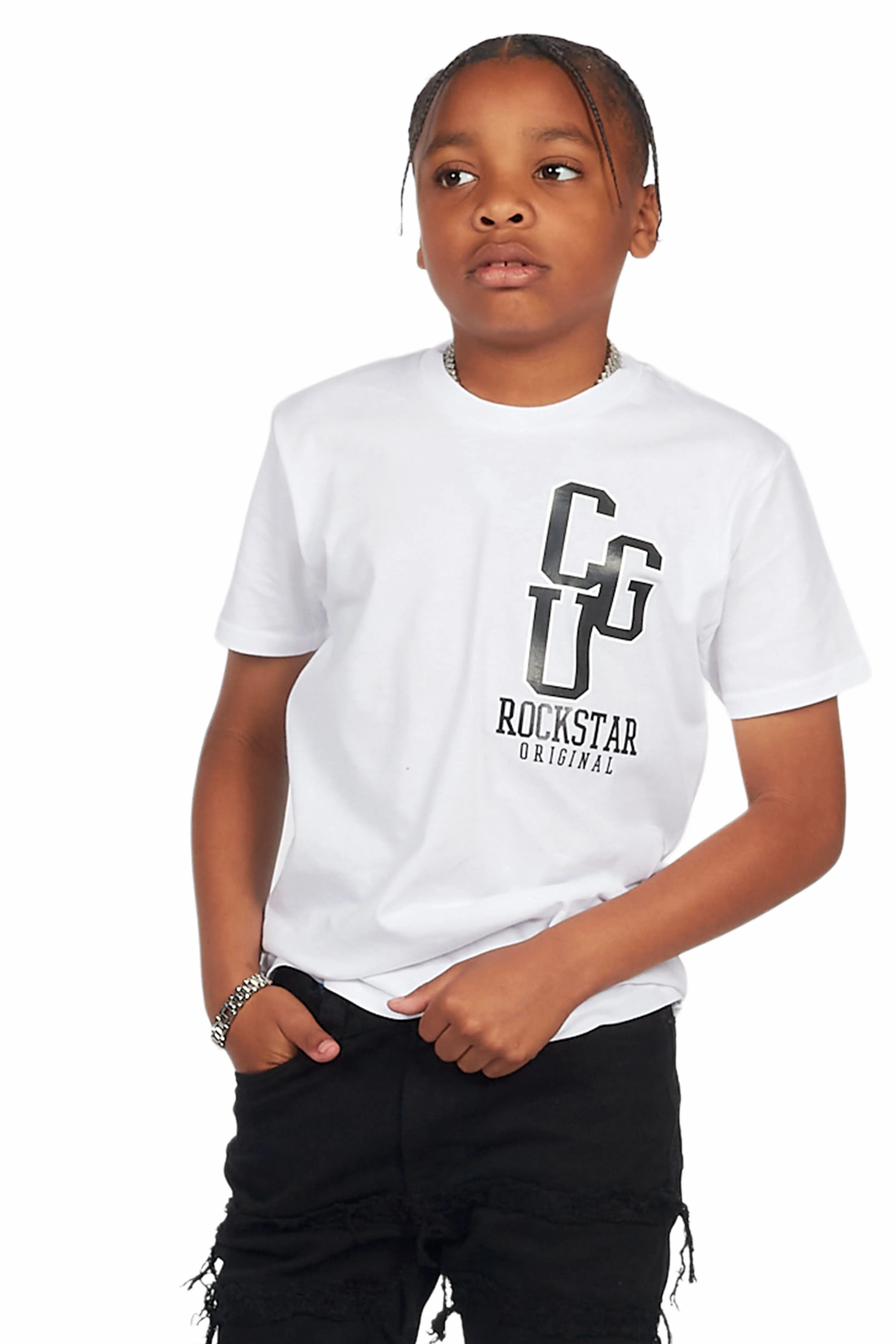 Boys Hanan White Graphic T-Shirt