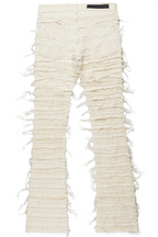 Cassius Beige Stacked Flare Jean