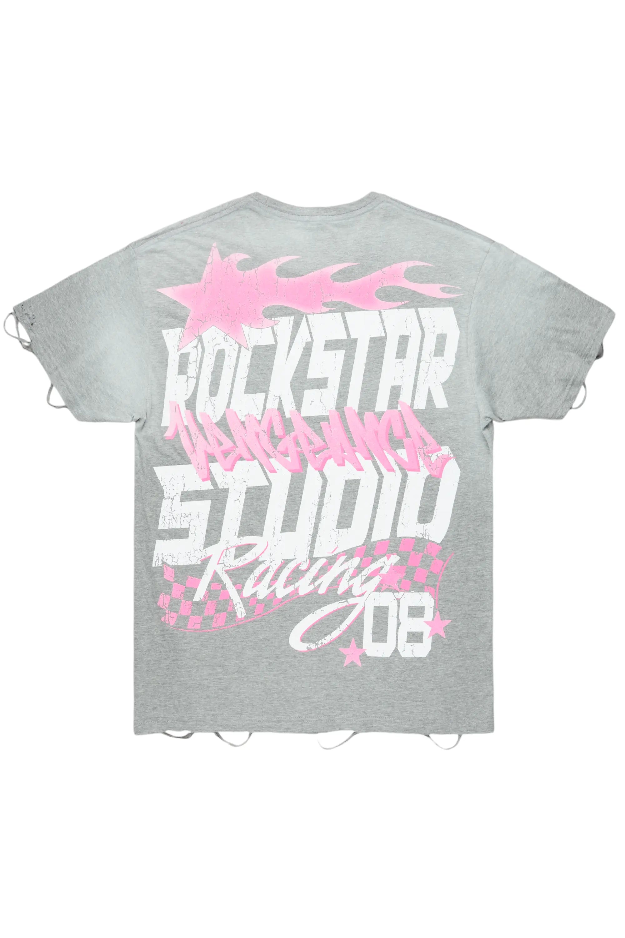 Anneso Grey Oversize Graphic T-Shirt