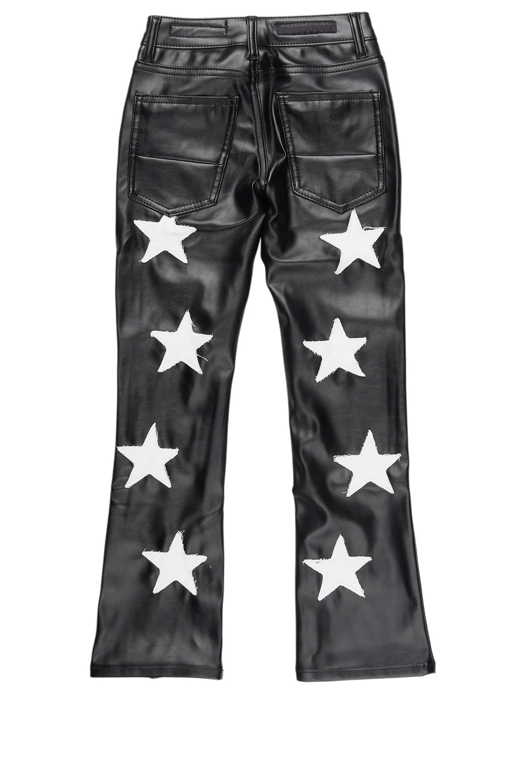 Boys Steen Black PU Stacked Flare Jeans