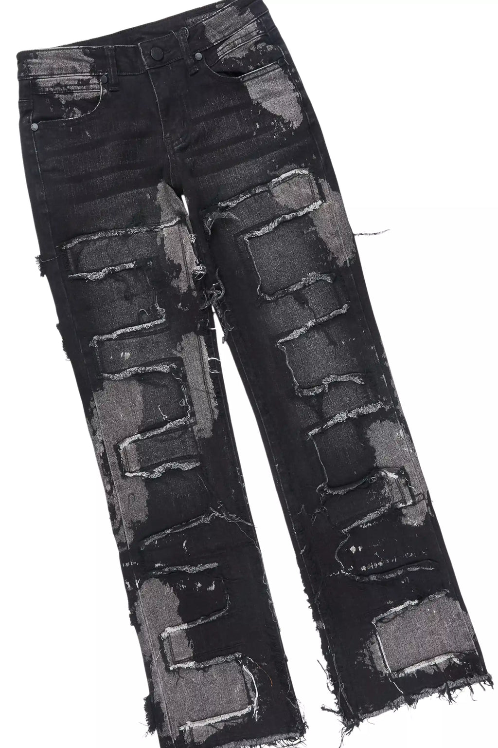 Boys M4 Video Games Black Hoodie Stacked Jean Set