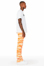 Sirius Beige/Orange Stacked Flare Jean