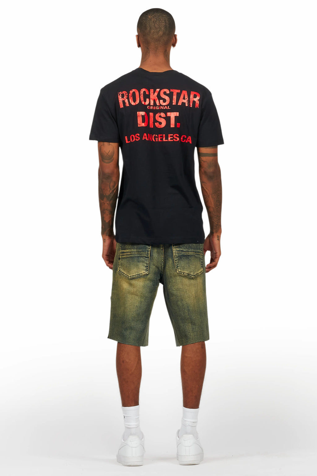 Akos Black/Red Tint T-Shirt/Denim Short Set