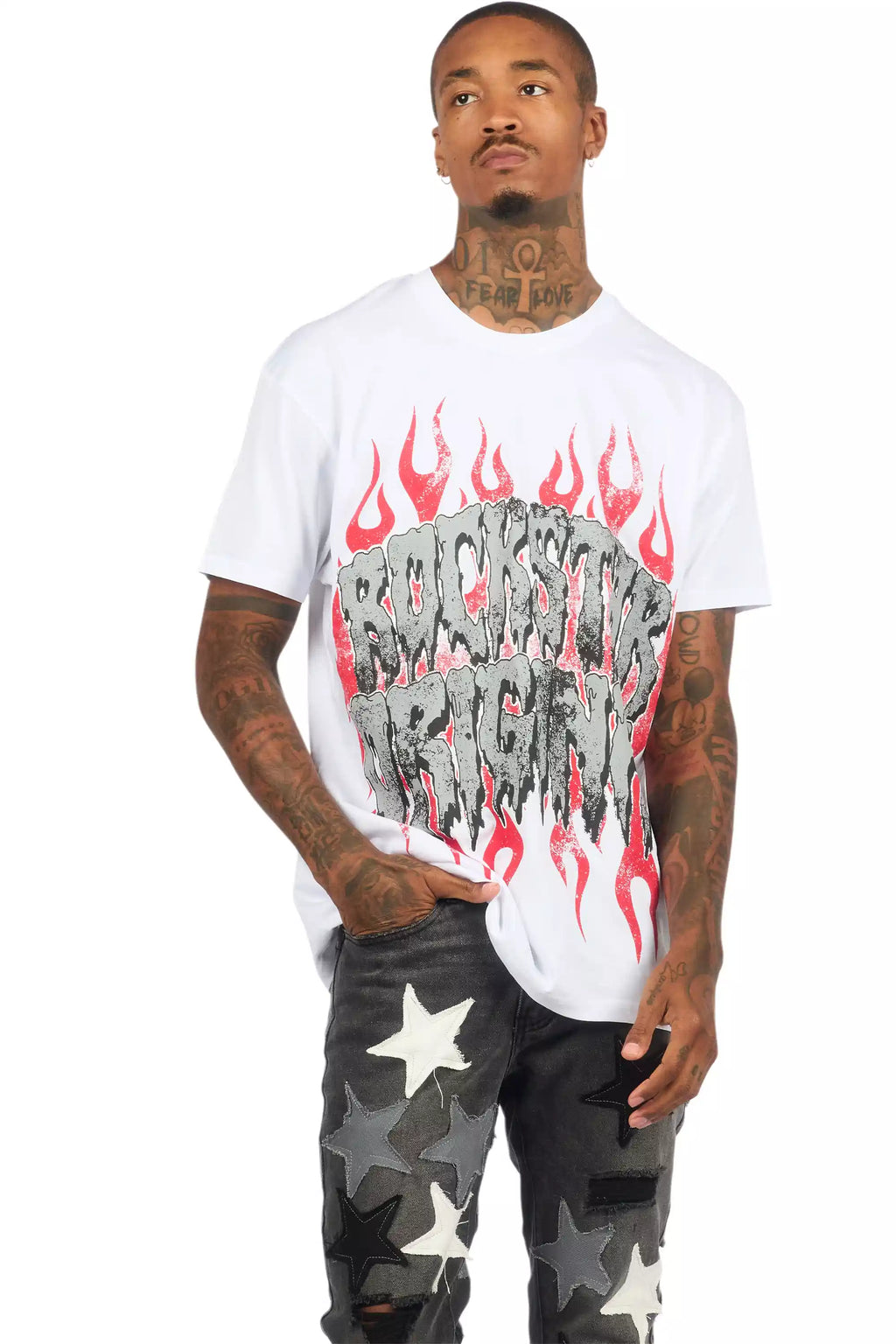 Kaelonix White Oversized Graphic T-Shirt